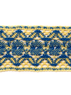 Blue/Yellow Crochet Trim – 3″ Blue/Yellow Crochet Trim – 3″