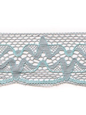 Gray and Turquoise Scalloped Crochet Trim – 6″ Gray and Turquoise Scalloped Crochet Trim – 6″
