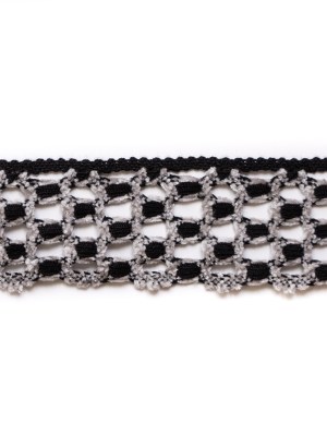 Black/Gray Crochet Trim – 2.25″ Black/Gray Crochet Trim – 2.25″