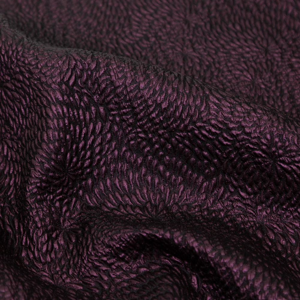Metallic Aubergine Floral Double-Layer Organza Brocade Metallic Aubergine Floral Double-Layer Organza Brocade