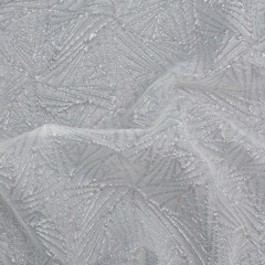 Luminous White Geometric Double-Layer Creped Organza Brocade Luminous White Geometric Double-Layer Creped Organza Brocade