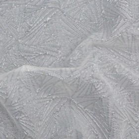 Luminous White Geometric Double-Layer Creped Organza Brocade Luminous White Geometric Double-Layer Creped Organza Brocade