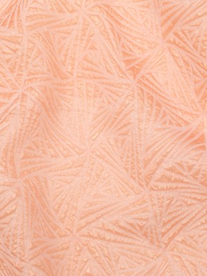 Luminous Coral Geometric Double-Layer Creped Organza Brocade Luminous Coral Geometric Double-Layer Creped Organza Brocade