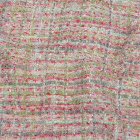 Viscose and Acrylic Chenille Tweed – Baby Pink, White and Sage Green – Newcastle Collection Viscose and Acrylic Chenille Tweed – Baby Pink, White and Sage Green – Newcastle Collection