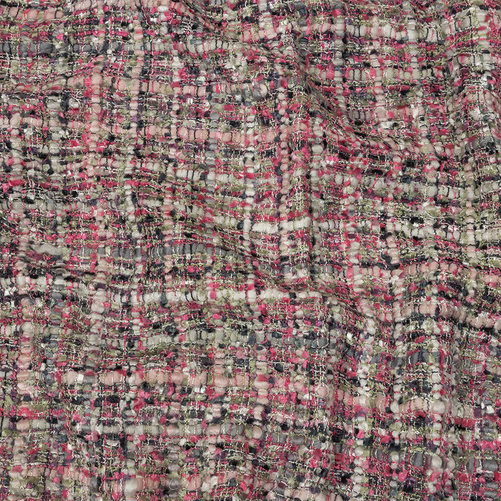 Viscose and Acrylic Chenille Tweed – Gray, Pale Sage and Orchid Pink – Newcastle Collection Viscose and Acrylic Chenille Tweed – Gray, Pale Sage and Orchid Pink – Newcastle Collection