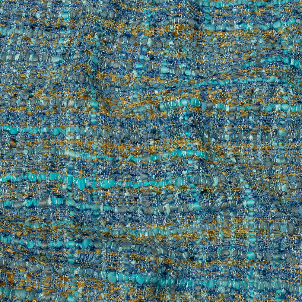 Viscose and Acrylic Chenille Tweed – Blue, Mustard and Arctic Green – Newcastle Collection Viscose and Acrylic Chenille Tweed – Blue, Mustard and Arctic Green – Newcastle Collection