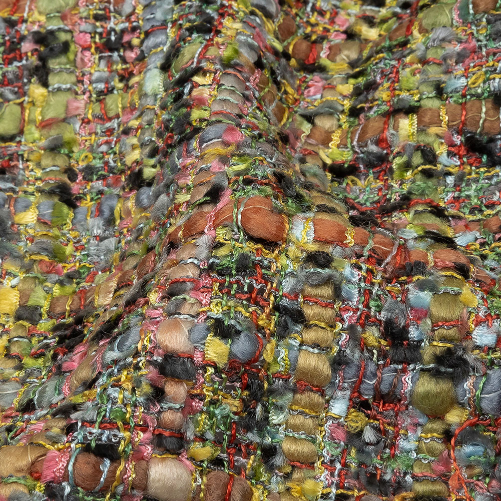 Viscose and Acrylic Chenille Tweed - Rainbow and Black Ink - Newcastle Collection