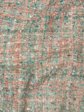 Viscose and Acrylic Chenille Tweed – Rose Tan and Light Teal – Newcastle Collection Viscose and Acrylic Chenille Tweed – Rose Tan and Light Teal – Newcastle Collection
