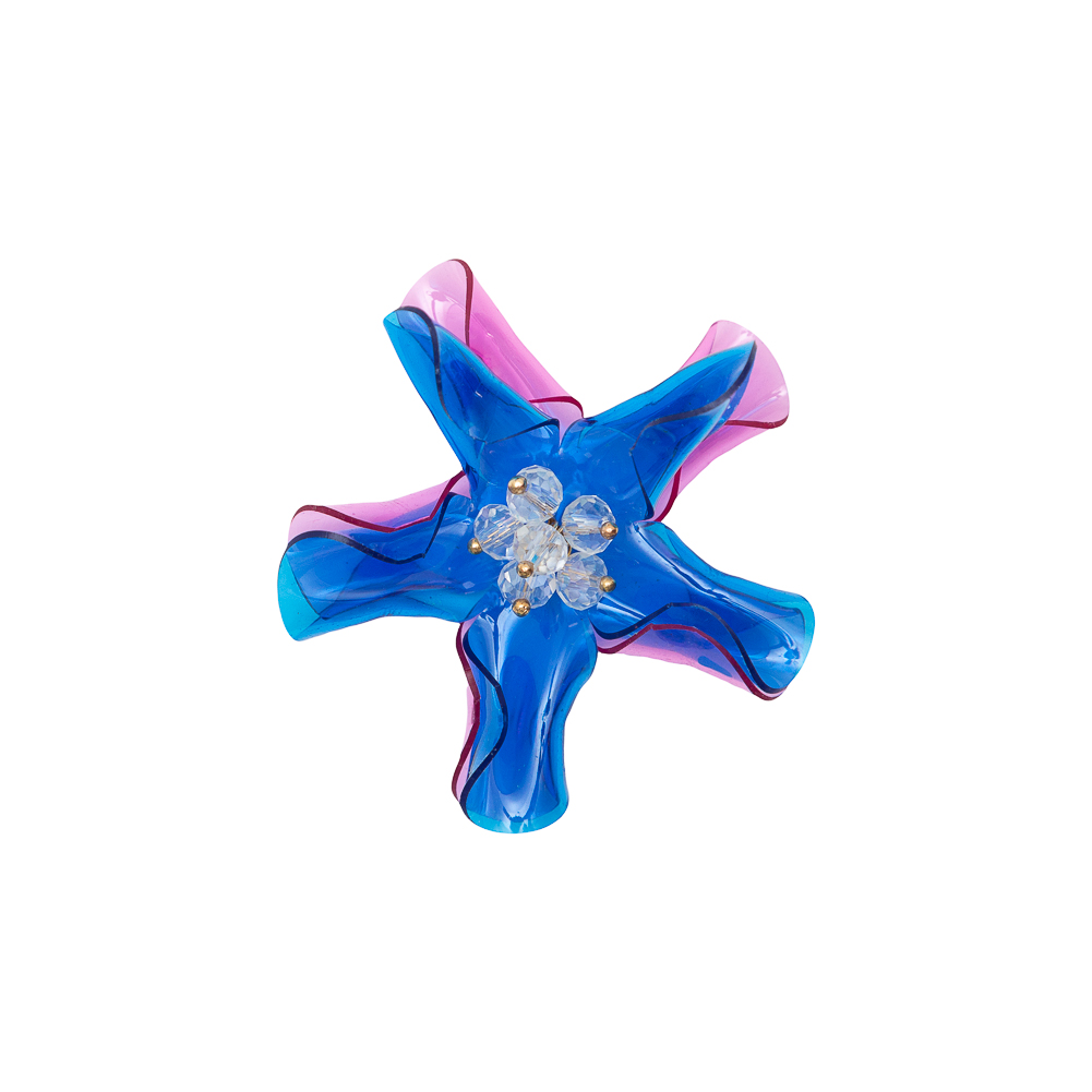 Italian Blue and Pink 3D Flower Applique – 2.875″ Italian Blue and Pink 3D Flower Applique – 2.875″