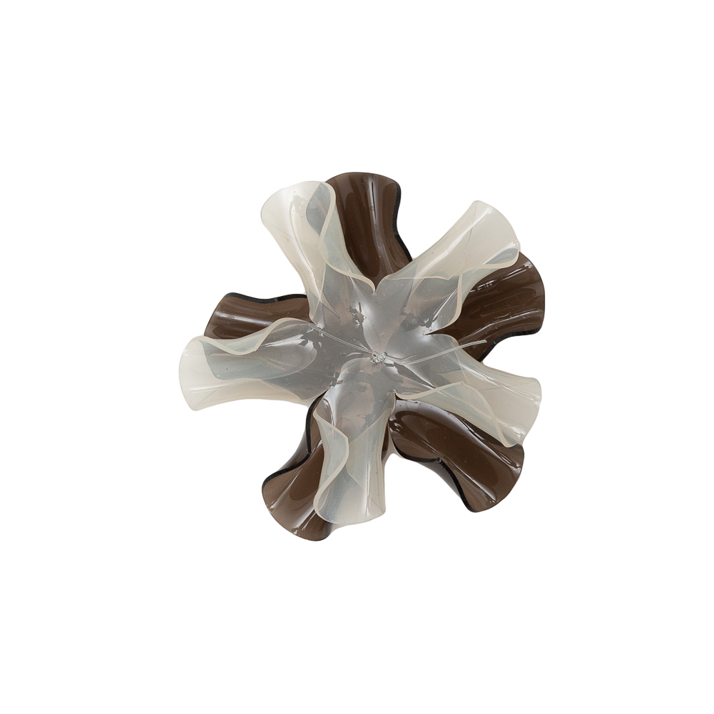 Italian Black and White 3D Flower Applique - 2.875"