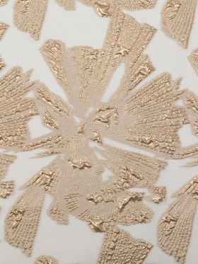 Metallic Gold and Ecru Large-Scale Burnout Floral Luxury Brocade Metallic Gold and Ecru Large-Scale Burnout Floral Luxury Brocade