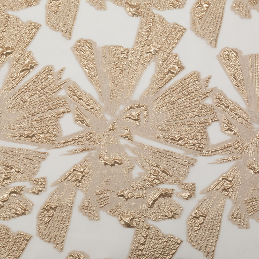 Metallic Gold and Ecru Large-Scale Burnout Floral Luxury Brocade Metallic Gold and Ecru Large-Scale Burnout Floral Luxury Brocade