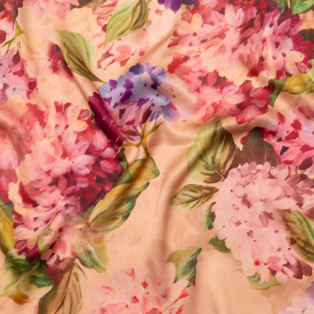 Mood Exclusive Italian Dusty Rose and Pompeian Red Painterly Floral Digitally Printed Silk Charmeuse Mood Exclusive Italian Dusty Rose and Pompeian Red Painterly Floral Digitally Printed Silk Charmeuse