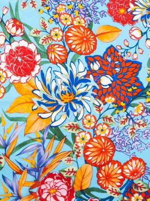 Mood Exclusive Italian Burnt Ochre and Heritage Blue Floral Digitally Printed Silk Charmeuse Mood Exclusive Italian Burnt Ochre and Heritage Blue Floral Digitally Printed Silk Charmeuse