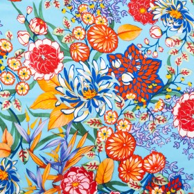 Mood Exclusive Italian Burnt Ochre and Heritage Blue Floral Digitally Printed Silk Charmeuse Mood Exclusive Italian Burnt Ochre and Heritage Blue Floral Digitally Printed Silk Charmeuse