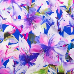 Mood Exclusive Italian Deep Blue and Red Violet Watercolor Floral Digitally Printed Silk Charmeuse Mood Exclusive Italian Deep Blue and Red Violet Watercolor Floral Digitally Printed Silk Charmeuse