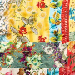 Mood Exclusive Italian Aqua Haze, Sand Dollar and Bamboo Patchwork Digitally Printed Silk Charmeuse Mood Exclusive Italian Aqua Haze, Sand Dollar and Bamboo Patchwork Digitally Printed Silk Charmeuse