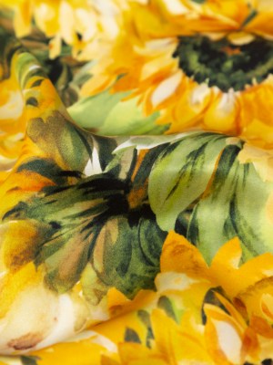 Mood Exclusive Italian Yellow and Green Sunflowers Digitally Printed Silk Charmeuse Mood Exclusive Italian Yellow and Green Sunflowers Digitally Printed Silk Charmeuse