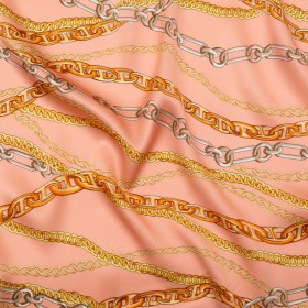 Mood Exclusive Italian Pink and Gold Chains Digitally Printed Silk Charmeuse Mood Exclusive Italian Pink and Gold Chains Digitally Printed Silk Charmeuse