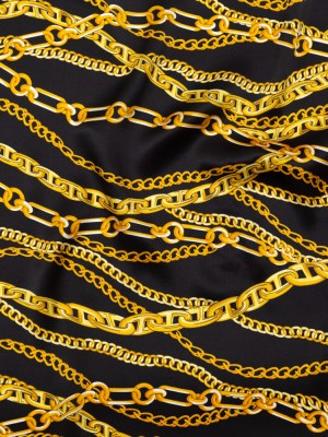 Mood Exclusive Italian Black Bean and Gold Chains Digitally Printed Silk Charmeuse Mood Exclusive Italian Black Bean and Gold Chains Digitally Printed Silk Charmeuse