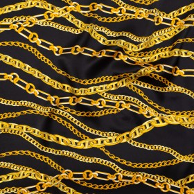 Mood Exclusive Italian Black Bean and Gold Chains Digitally Printed Silk Charmeuse Mood Exclusive Italian Black Bean and Gold Chains Digitally Printed Silk Charmeuse