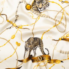 Mood Exclusive Italian Off-White and Gold Cheetahs and Gems Silk Charmeuse Mood Exclusive Italian Off-White and Gold Cheetahs and Gems Silk Charmeuse