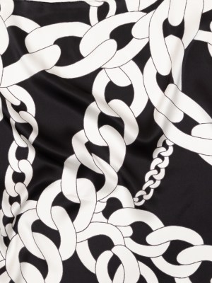Mood Exclusive Italian Black and White Large Chains Digitally Printed Silk Charmeuse Mood Exclusive Italian Black and White Large Chains Digitally Printed Silk Charmeuse