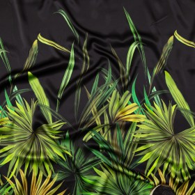 Mood Exclusive Italian Green and Black Palm Leaves Digitally Printed Silk Charmeuse Panel Mood Exclusive Italian Green and Black Palm Leaves Digitally Printed Silk Charmeuse Panel