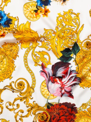 Mood Exclusive Italian White and Gold Ornate Floral Digitally Printed Silk Charmeuse Mood Exclusive Italian White and Gold Ornate Floral Digitally Printed Silk Charmeuse
