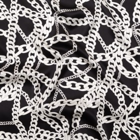 Mood Exclusive Italian Black and White Chains Digitally Printed Silk Charmeuse Mood Exclusive Italian Black and White Chains Digitally Printed Silk Charmeuse