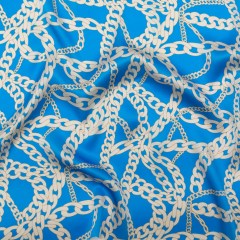 Mood Exclusive Italian Light Blue and Oatmeal Chains Digitally Printed Silk Charmeuse Mood Exclusive Italian Light Blue and Oatmeal Chains Digitally Printed Silk Charmeuse