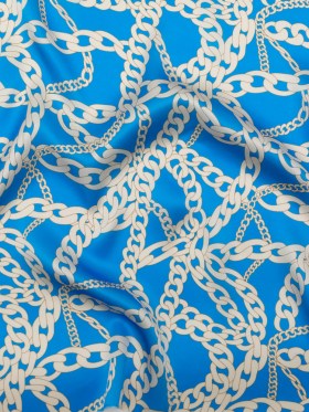 Mood Exclusive Italian Light Blue and Oatmeal Chains Digitally Printed Silk Charmeuse Mood Exclusive Italian Light Blue and Oatmeal Chains Digitally Printed Silk Charmeuse