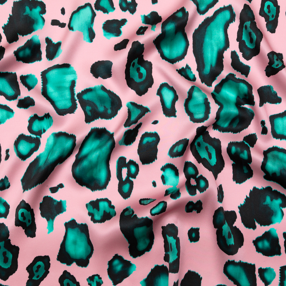 Mood Exclusive Italian Pink and Turquoise Abstract Digitally Printed Silk Charmeuse Mood Exclusive Italian Pink and Turquoise Abstract Digitally Printed Silk Charmeuse