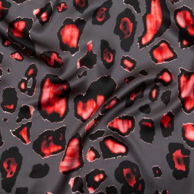 Mood Exclusive Italian Gray and Red Abstract Digitally Printed Silk Charmeuse Mood Exclusive Italian Gray and Red Abstract Digitally Printed Silk Charmeuse