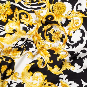 Mood Exclusive Italian Black, White and Gold Ornate Zebra Digitally Printed Silk Charmeuse Mood Exclusive Italian Black, White and Gold Ornate Zebra Digitally Printed Silk Charmeuse