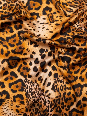 Mood Exclusive Italian Golden Brown Jaguar Digitally Printed Silk Charmeuse Mood Exclusive Italian Golden Brown Jaguar Digitally Printed Silk Charmeuse