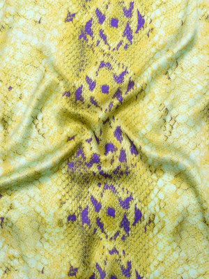 Mood Exclusive Italian Lime and Purple Python Printed Silk Charmeuse Mood Exclusive Italian Lime and Purple Python Printed Silk Charmeuse