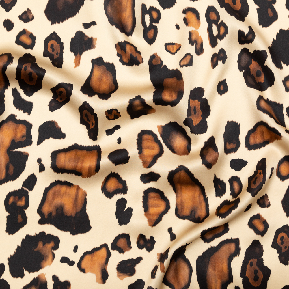 Mood Exclusive Italian Natural and Brown Abstract Digitally Printed Silk Charmeuse Mood Exclusive Italian Natural and Brown Abstract Digitally Printed Silk Charmeuse