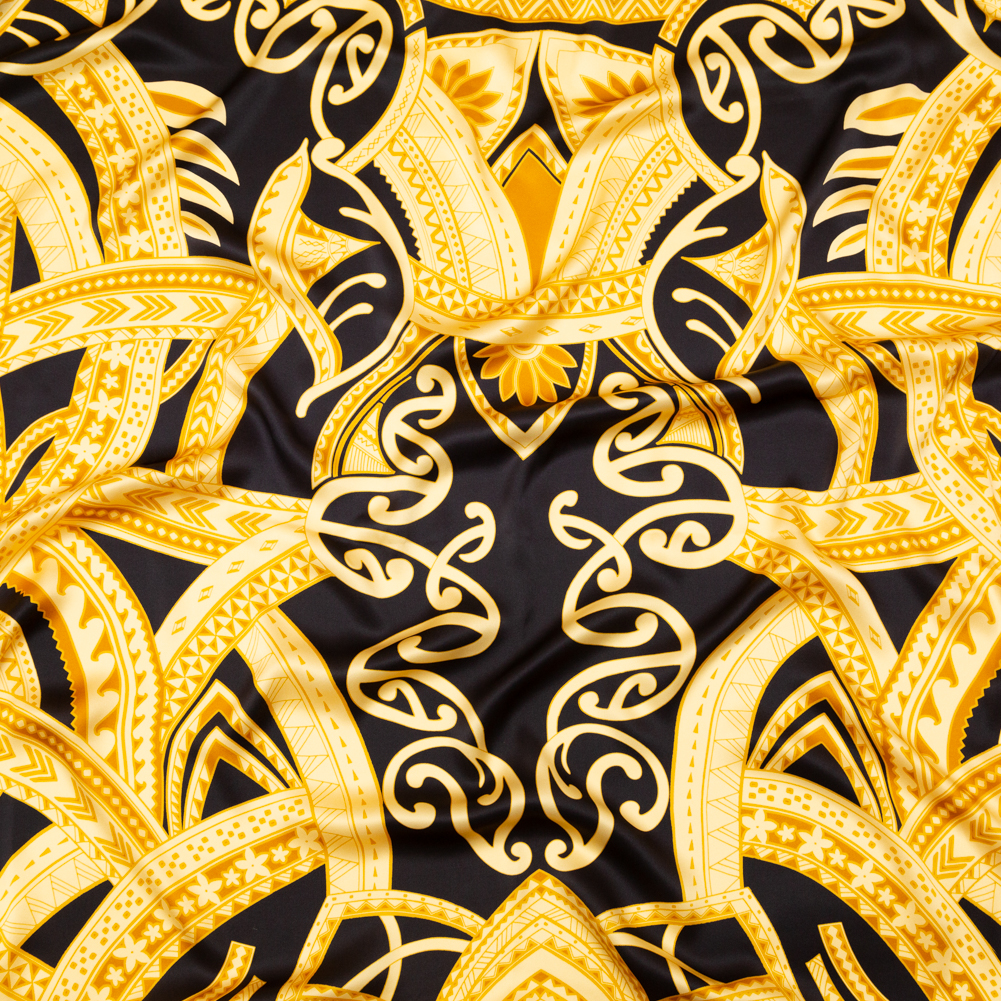 Mood Exclusive Italian Black and Golden Spice Large-Scale Digitally Printed Silk Charmeuse Panel Mood Exclusive Italian Black and Golden Spice Large-Scale Digitally Printed Silk Charmeuse Panel