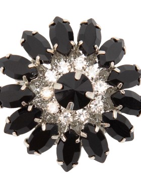 Italian Black and Crystal Floral Rhinestone Button – 50L/32mm Italian Black and Crystal Floral Rhinestone Button – 50L/32mm