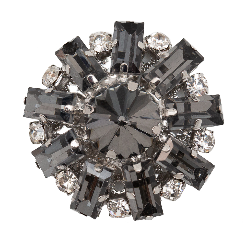 Italian Gunmetal and Crystal Rhinestone Button – 50L/32mm Italian Gunmetal and Crystal Rhinestone Button – 50L/32mm