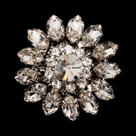 Italian Crystal and Silver Floral Rhinestone Button – 50L/32mm Italian Crystal and Silver Floral Rhinestone Button – 50L/32mm