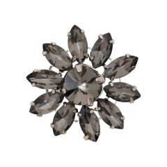 Italian Gunmetal Rhinestone Flower Button – 42L/27mm Italian Gunmetal Rhinestone Flower Button – 42L/27mm