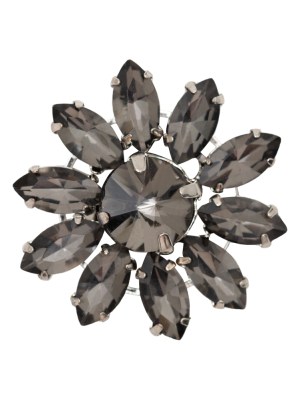 Italian Gunmetal Rhinestone Flower Button – 42L/27mm Italian Gunmetal Rhinestone Flower Button – 42L/27mm