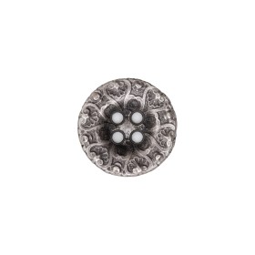 Italian Antique Silver Ornate Metal Zamac Button – 24L/15MM Italian Antique Silver Ornate Metal Zamac Button – 24L/15MM