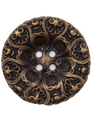 Italian Antique Gold Ornate Metal Zamac Button – 44L/28mm Italian Antique Gold Ornate Metal Zamac Button – 44L/28mm