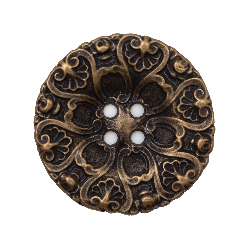 Italian Antique Gold Ornate Metal Zamac Button – 44L/28mm Italian Antique Gold Ornate Metal Zamac Button – 44L/28mm