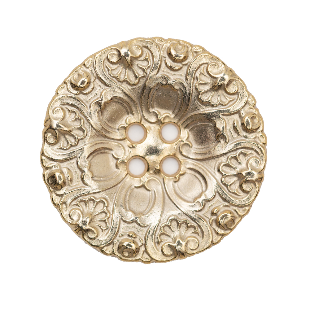 Italian Gold Ornate Metal Zamac Button – 44L/28mm Italian Gold Ornate Metal Zamac Button – 44L/28mm