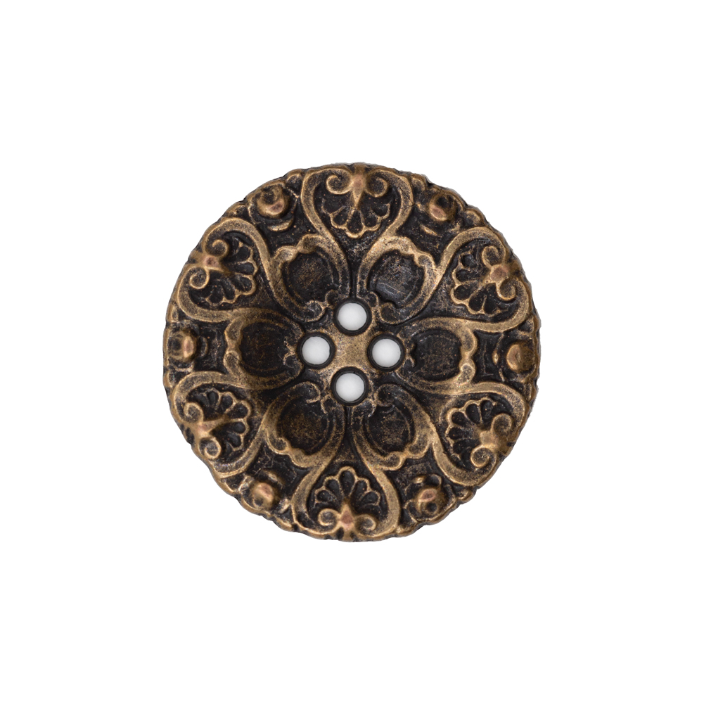 Italian Antique Gold Ornate Metal Zamac Button – 36L/23mm Italian Antique Gold Ornate Metal Zamac Button – 36L/23mm