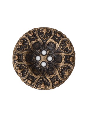Italian Antique Gold Ornate Metal Zamac Button – 36L/23mm Italian Antique Gold Ornate Metal Zamac Button – 36L/23mm